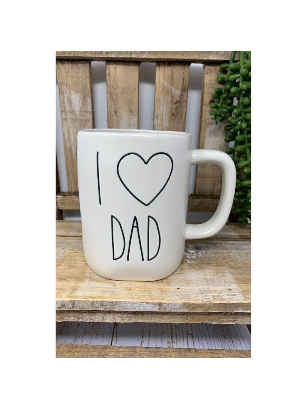 Rae Dunn Mug I Love Dad Ceramic Magenta White Black Gift Father Daddy Coffee New